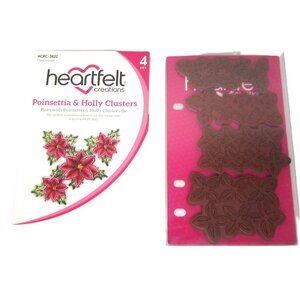 Heartfelt Creations Poinsettia & Holly Clusters Cling Stamps 4 Pcs Christmas